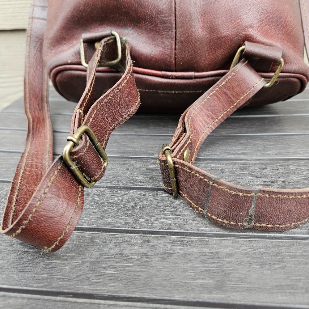 Vintage Camel Tooled Leather Brown Backpack India Unique Flap Top Bag Purse - Picture 5 of 16